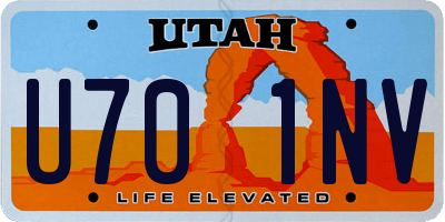 UT license plate U701NV