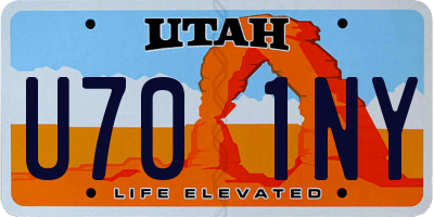 UT license plate U701NY
