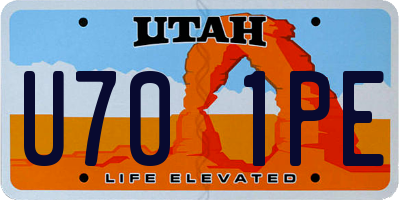 UT license plate U701PE