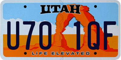 UT license plate U701QF