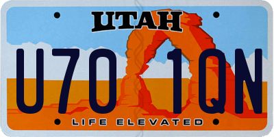 UT license plate U701QN