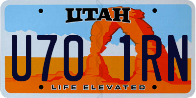 UT license plate U701RN