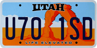 UT license plate U701SD