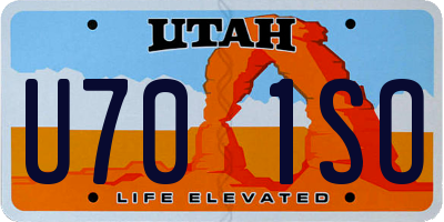 UT license plate U701SO