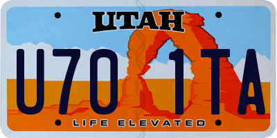 UT license plate U701TA