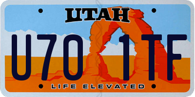 UT license plate U701TF