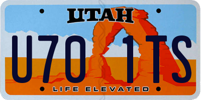 UT license plate U701TS
