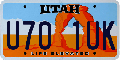 UT license plate U701UK
