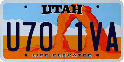 UT license plate U701VA