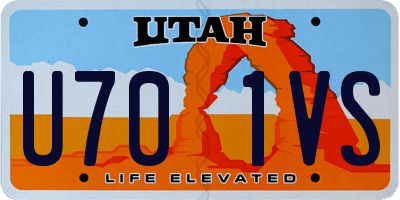 UT license plate U701VS
