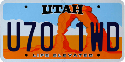 UT license plate U701WD