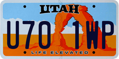 UT license plate U701WP