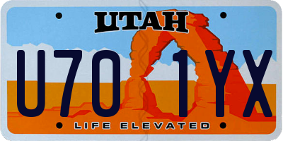 UT license plate U701YX