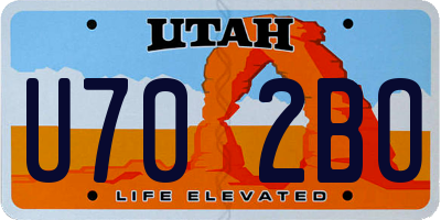 UT license plate U702BO