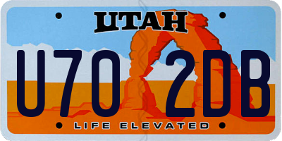 UT license plate U702DB