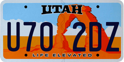 UT license plate U702DZ