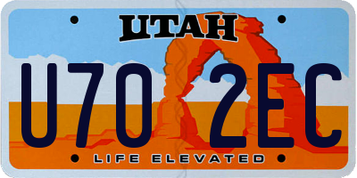 UT license plate U702EC