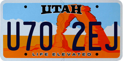 UT license plate U702EJ