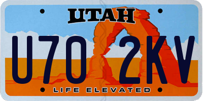 UT license plate U702KV