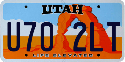 UT license plate U702LT
