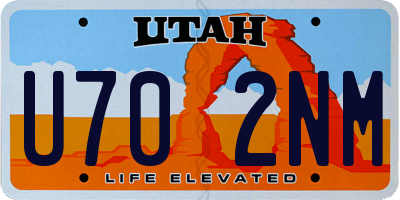 UT license plate U702NM