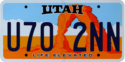 UT license plate U702NN
