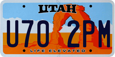 UT license plate U702PM