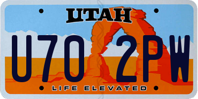 UT license plate U702PW