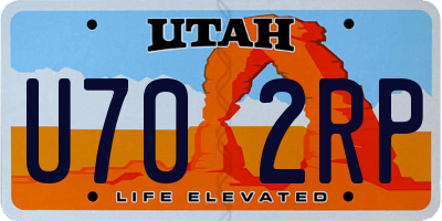 UT license plate U702RP