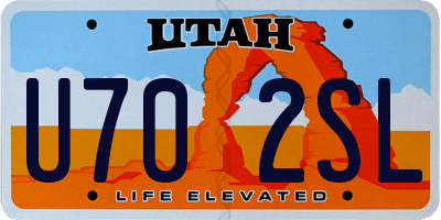 UT license plate U702SL