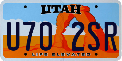 UT license plate U702SR