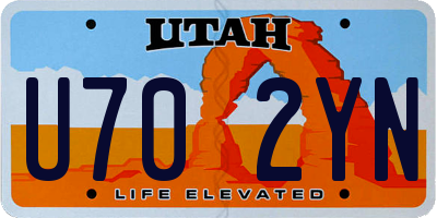 UT license plate U702YN