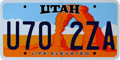 UT license plate U702ZA