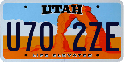 UT license plate U702ZE