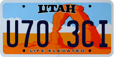 UT license plate U703CI