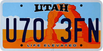UT license plate U703FN
