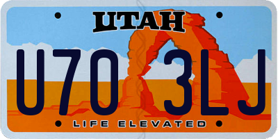 UT license plate U703LJ