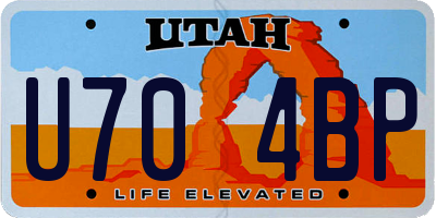 UT license plate U704BP