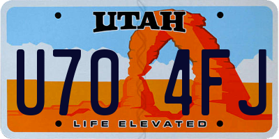 UT license plate U704FJ