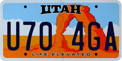 UT license plate U704GA