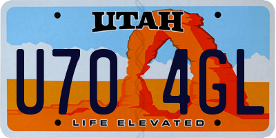 UT license plate U704GL