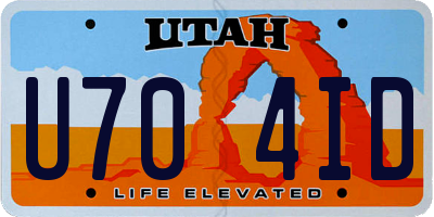 UT license plate U704ID