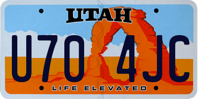 UT license plate U704JC