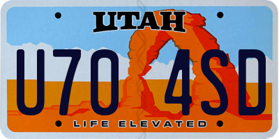 UT license plate U704SD