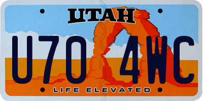 UT license plate U704WC