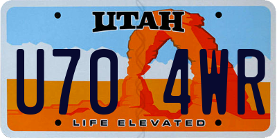 UT license plate U704WR