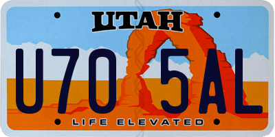 UT license plate U705AL