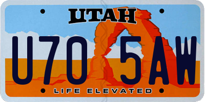 UT license plate U705AW