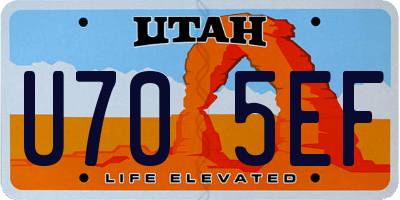 UT license plate U705EF