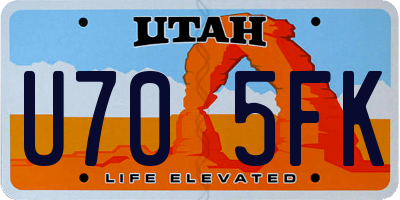 UT license plate U705FK